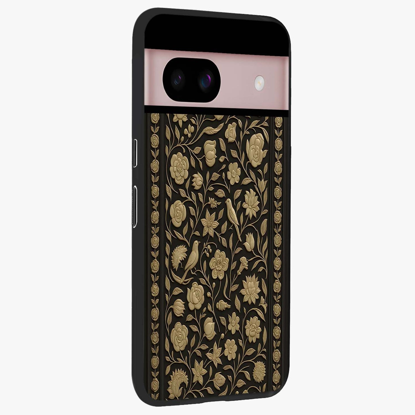 Golden Evil Eye Mandala Glass Case upright view showcasing decorative evil eye mandala artwork with spiritual aesthetic style.
