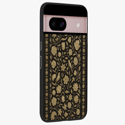 Golden Evil Eye Mandala Glass Case upright view showcasing decorative evil eye mandala artwork with spiritual aesthetic style.