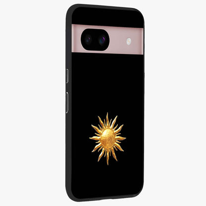 Golden Sun Minimalism Glass Case upright view showcasing haunting graveyard artwork with dramatic dark theme.