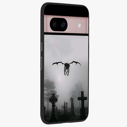Graveyard Shadow Descent Glass Case upright view showcasing haunting graveyard artwork with dramatic dark theme.