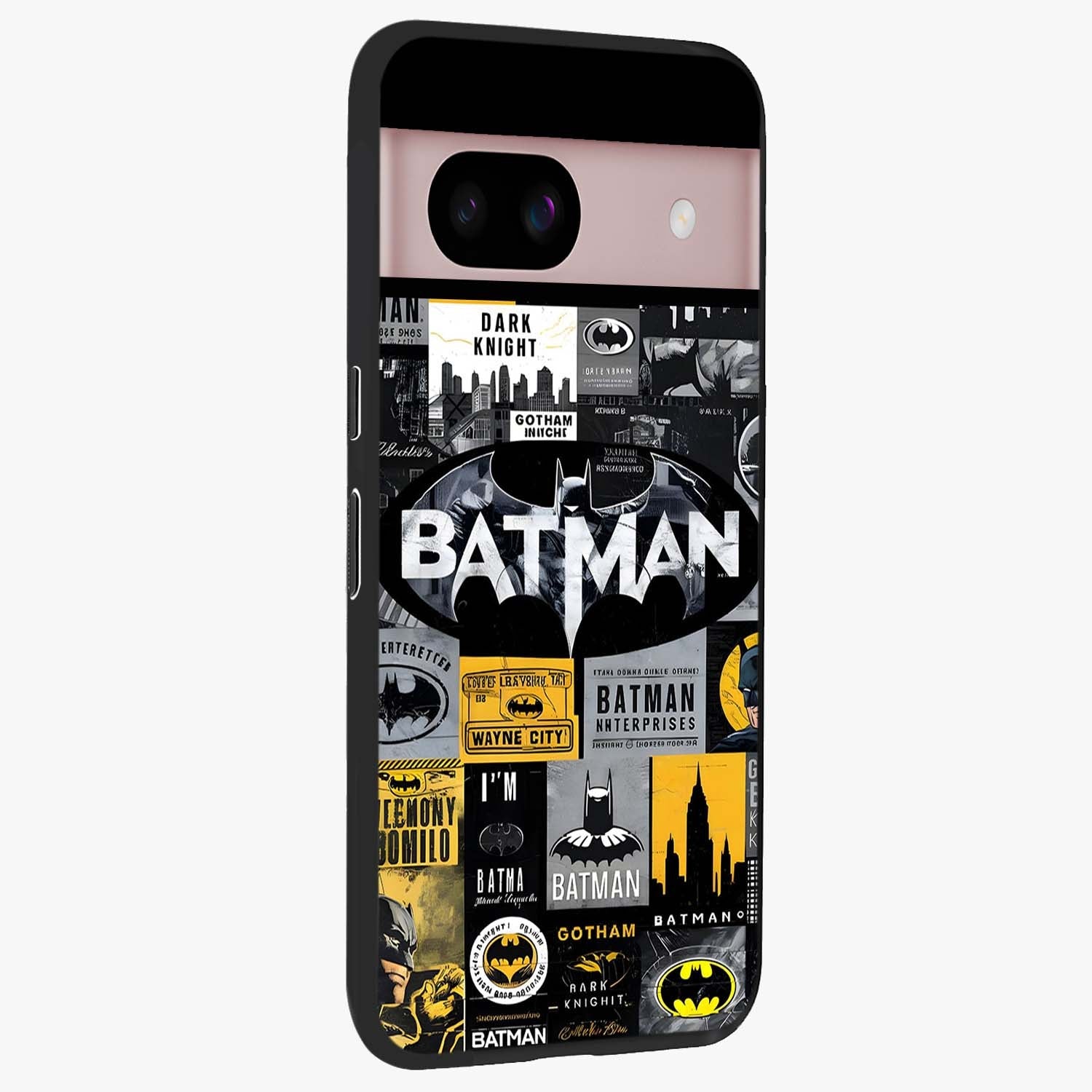 Knight Gotham Rise Glass Case upright view showcasing bold vigilante themed artwork with gothic city vibe.
