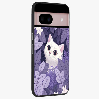 Lilac Hide Peek Cat Glass Case upright view showcasing charming cat artwork with adorable peek theme.
