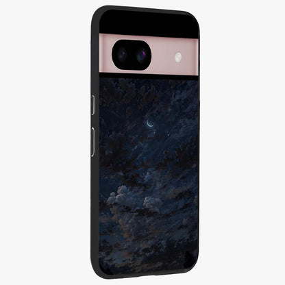 Lunar Veil Silence Glass Case upright view showcasing calm moon themed artwork with serene night atmosphere.