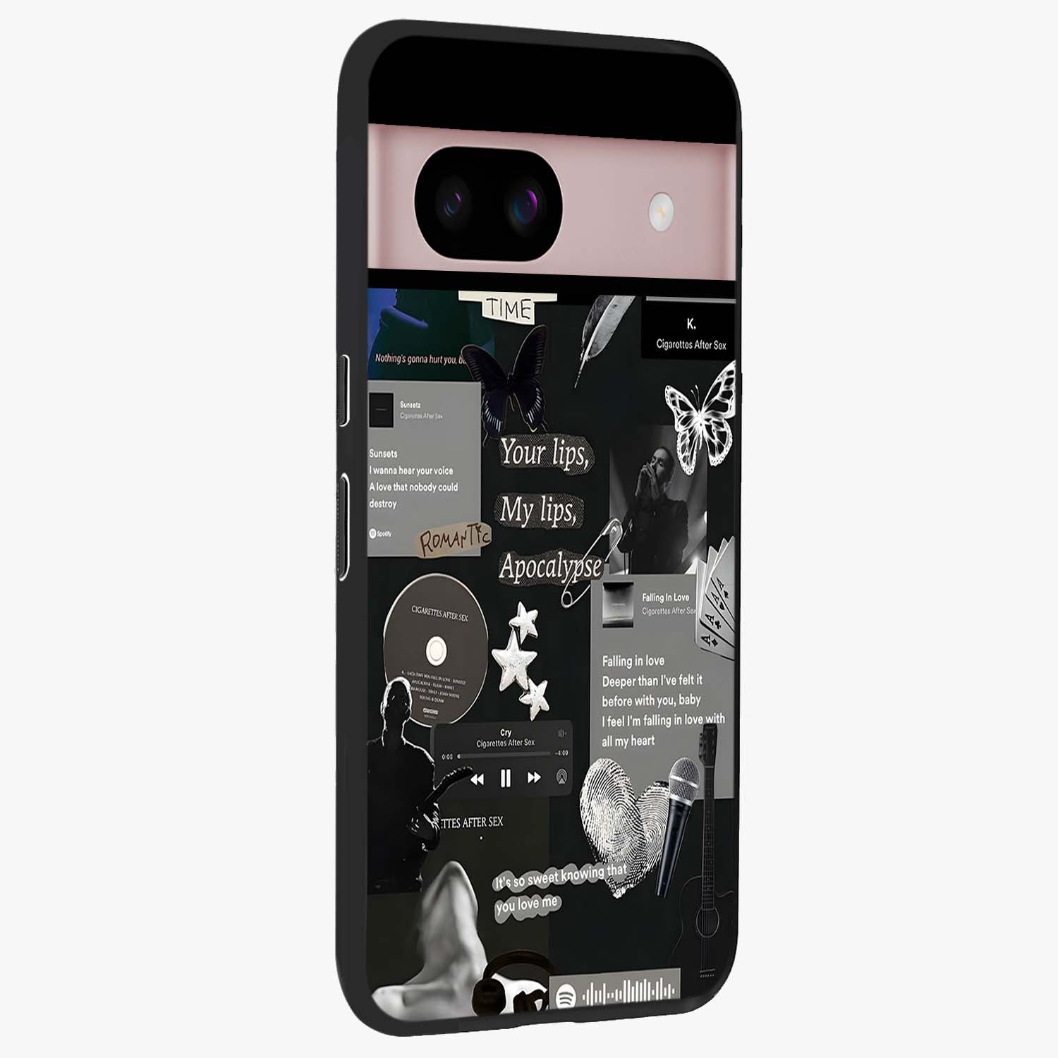 Midnight Love Echo Glass Case upright view showcasing expressive romantic artwork with dreamy midnight theme.