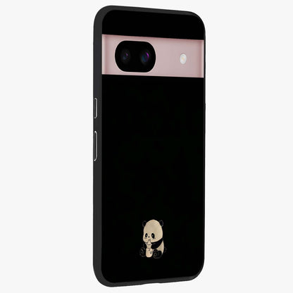 Midnight Panda Love Glass Case upright view showcasing charming panda artwork with playful romantic theme.