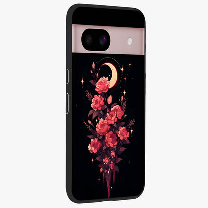 Moonlit Floral Elegance Glass Case upright view showcasing delicate floral artwork with refined night inspired theme.