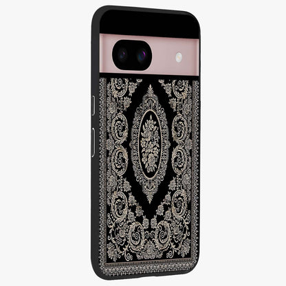Noir Bloom Elegance Glass Case upright view showcasing graceful floral artwork with luxurious dark theme.
