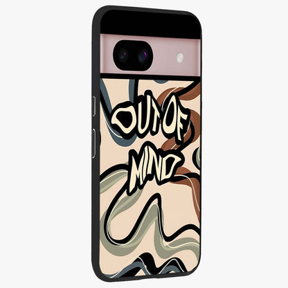 Out Of Mind Glass Case upright view showcasing striking typography artwork with edgy conceptual theme.