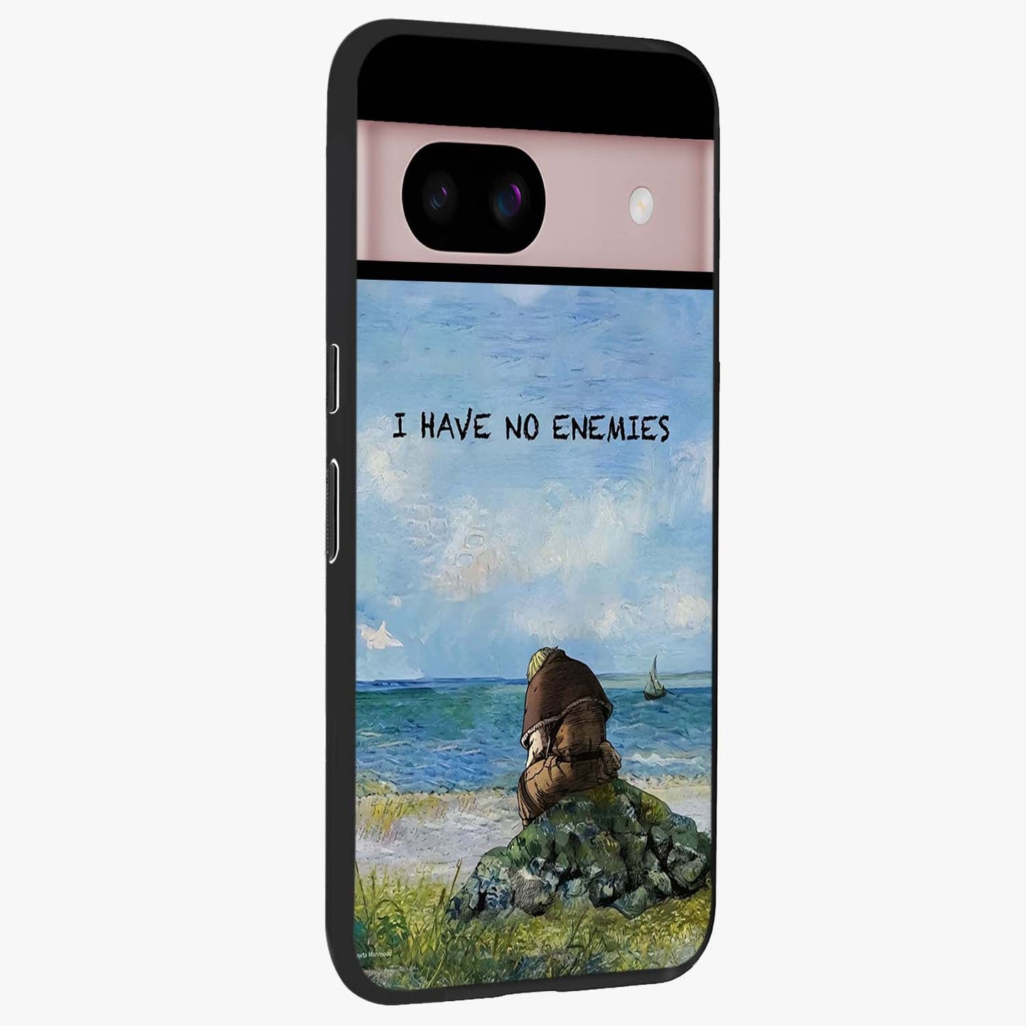 Peace Beyond War Glass Case upright view showcasing powerful peace symbol artwork with inspirational theme.