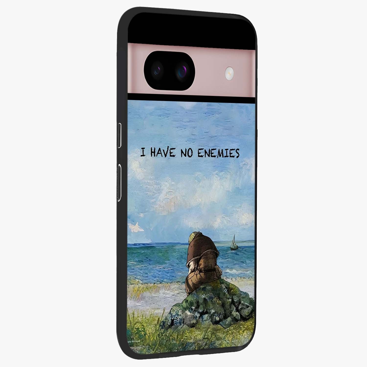 Peace Beyond War Glass Case upright view showcasing powerful peace symbol artwork with inspirational theme.