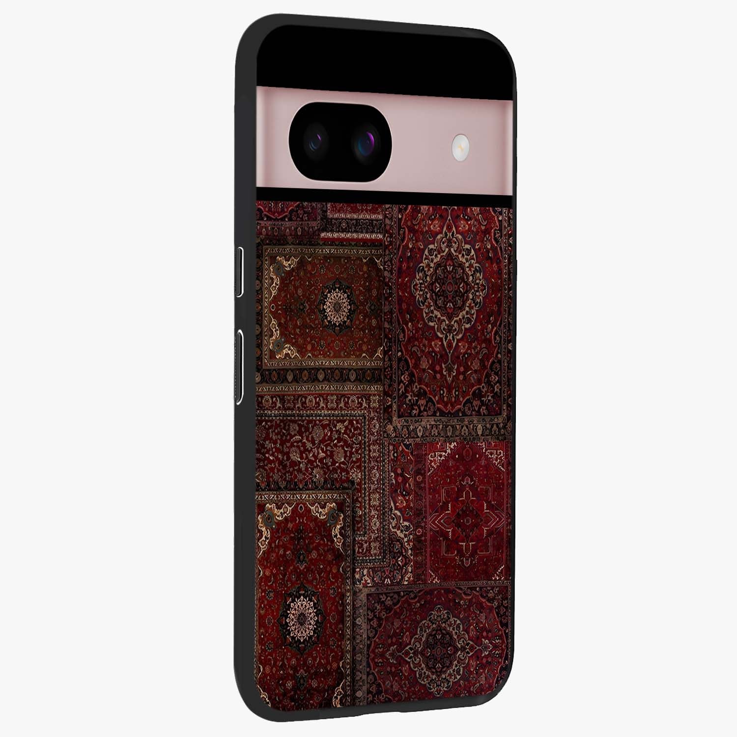 Persian Velvet Tale Glass Case upright view showcasing elegant Persian artwork with classic heritage theme.