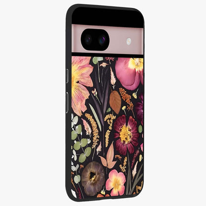Petal Dream Tapestry Glass Case upright view showcasing detailed floral tapestry artwork with artistic nature theme.