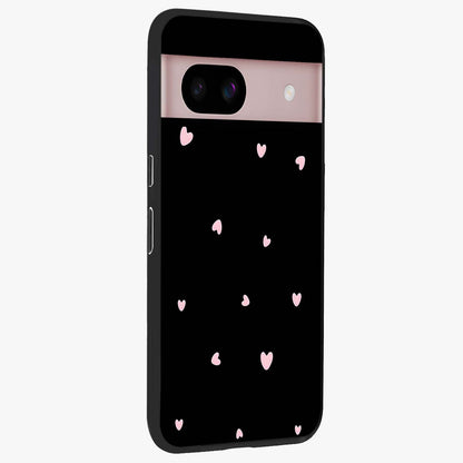 Pink Love Drops Glass Case upright view showcasing charming heart drop artwork with romantic playful theme.