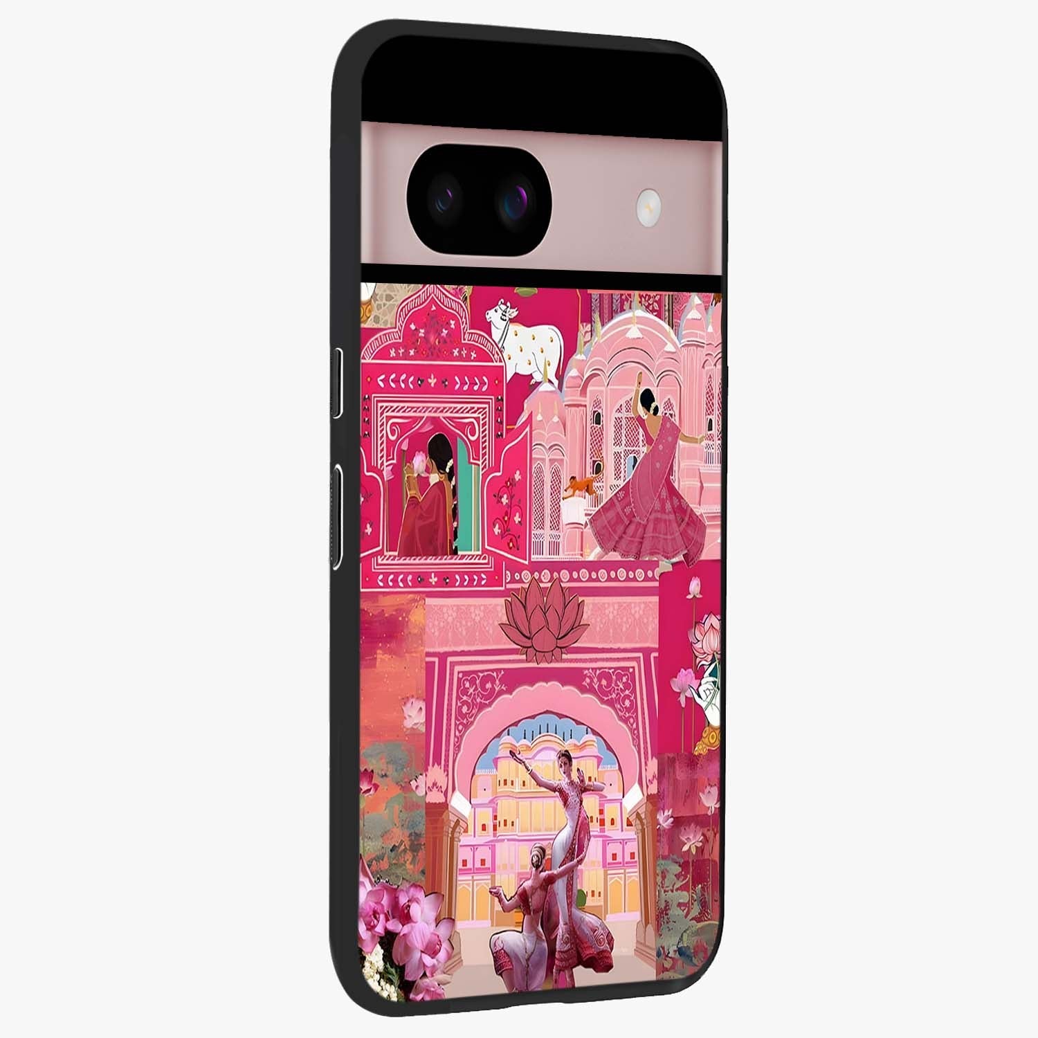 Pink Palace Muse Glass Case upright view showcasing artistic palace artwork with graceful royal theme.