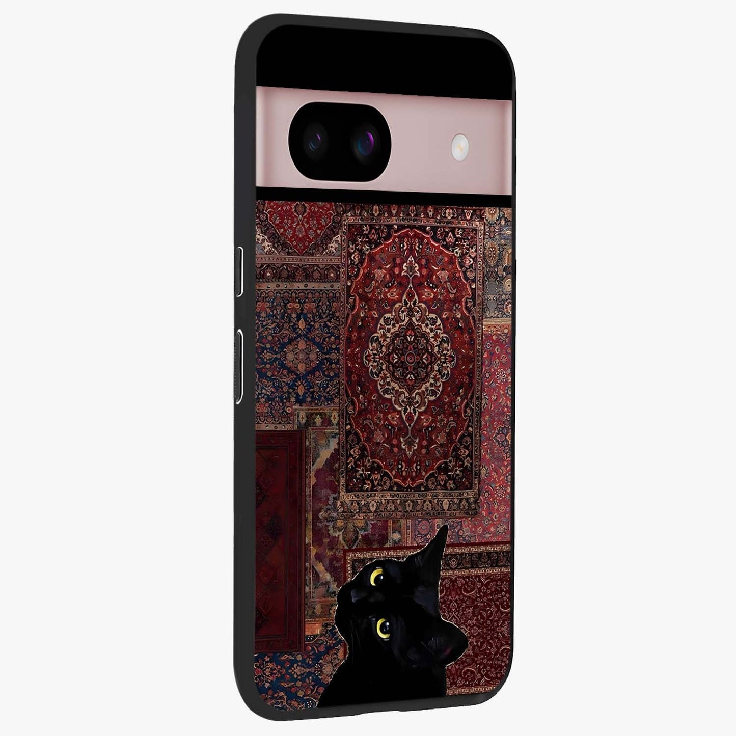 Regal Magic Cat Apple Glass Case upright view showcasing charming cat artwork with playful magical theme.