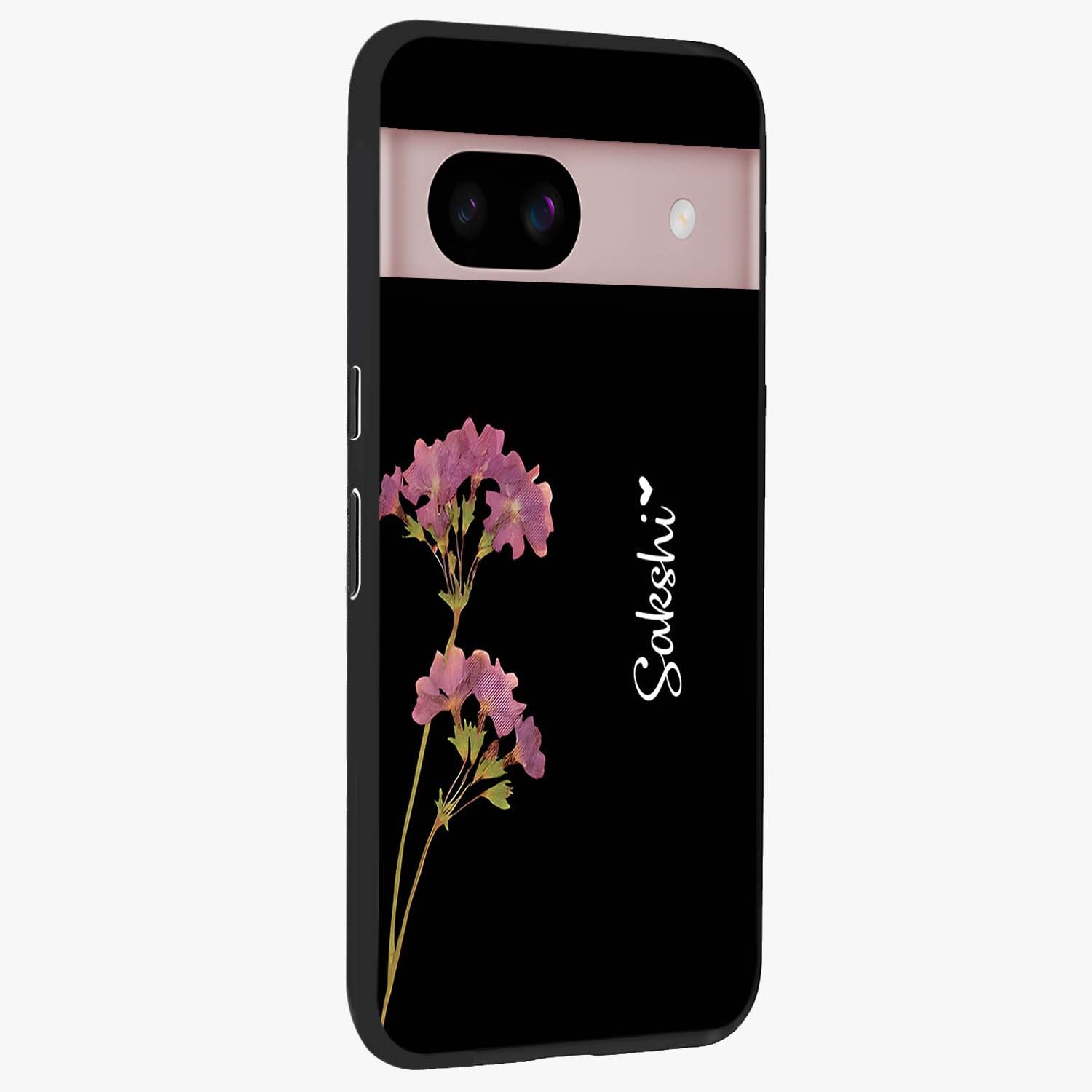 Riching Lavender Flower Custom Name Glass Case upright view showcasing elegant lavender floral artwork with personalized aesthetic.
