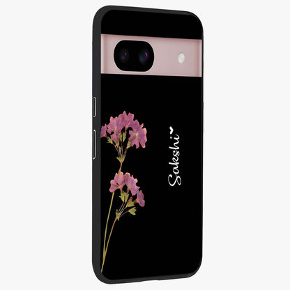 Riching Lavender Flower Custom Name Glass Case upright view showcasing elegant lavender floral artwork with personalized aesthetic.