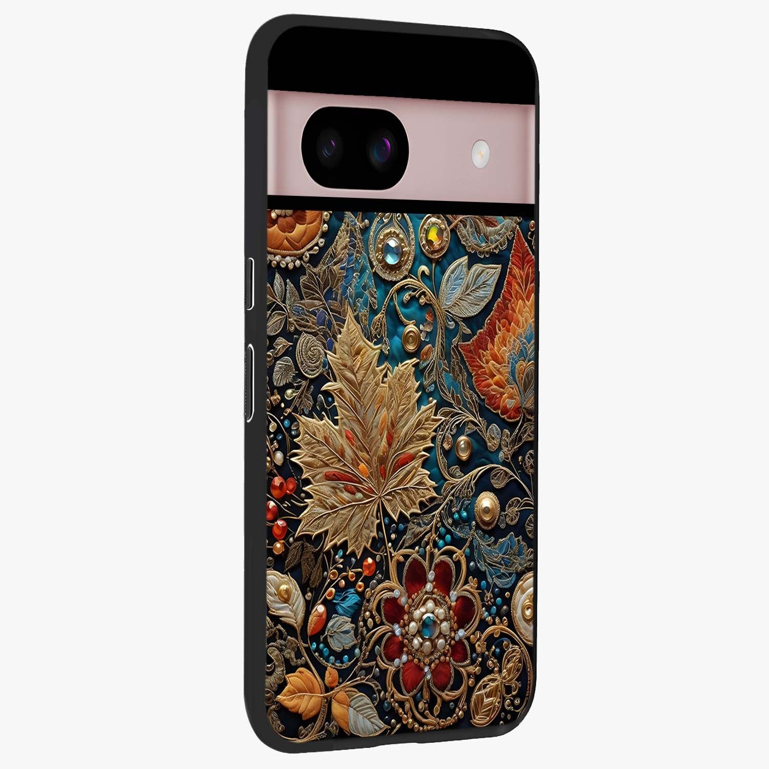 Royal Jewel Garden Glass Case upright view showcasing rich floral artwork with luxurious garden theme.