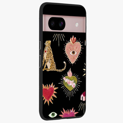 Sacred Jungle Heart Glass Case upright view showcasing vibrant jungle artwork with symbolic heart theme.