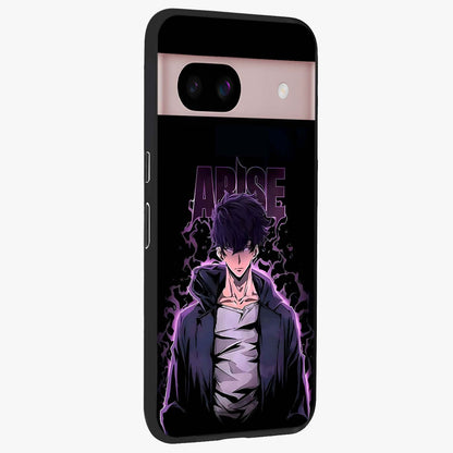 Shadow Monarch Awakening Glass Case upright view showcasing bold monarch artwork with mystical awakening theme.