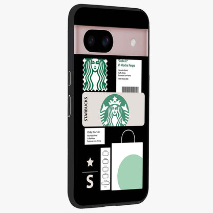 Starbucks Mocha Glass Case upright view showcasing trendy coffee inspired artwork with modern lifestyle theme.
