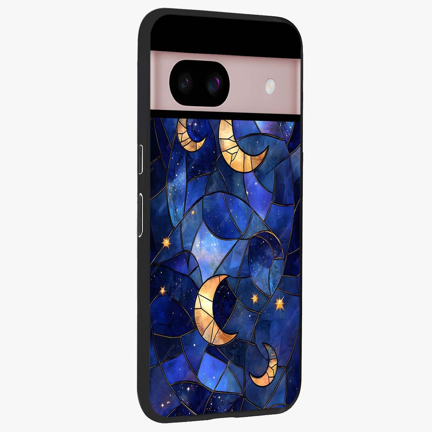 Starlit Sky Tapestry Glass Case upright view showcasing elegant starry sky artwork with cosmic decorative theme.