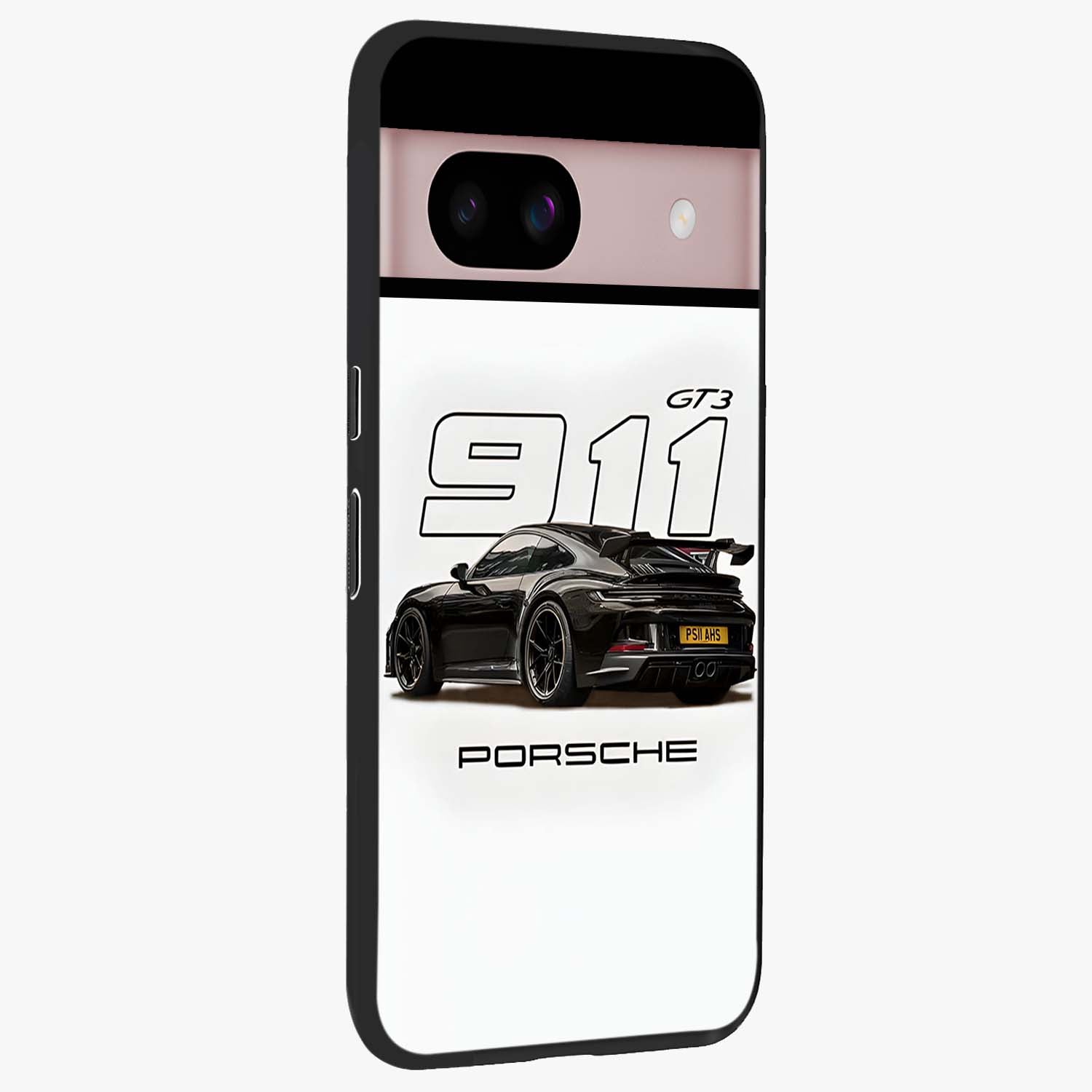 Turbo Legacy Icon Glass Case upright view showcasing bold racing inspired artwork with classic car theme.