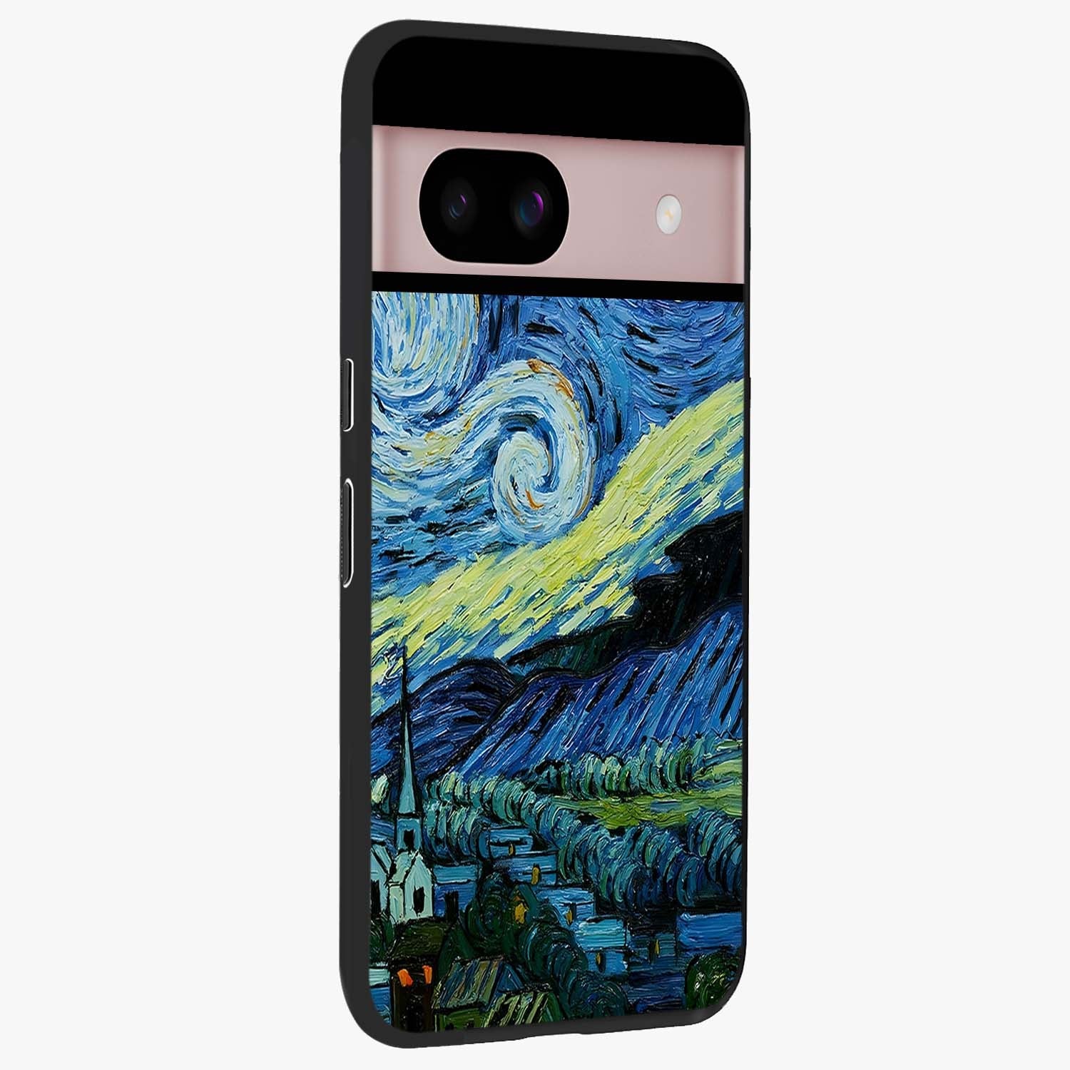 Van Gogh Art Glass Case upright view showcasing expressive painting style artwork with timeless artistic theme.