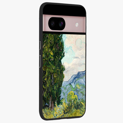 Van Gogh Vintage Art Glass Case upright view showcasing elegant vintage painting artwork with artistic heritage theme.
