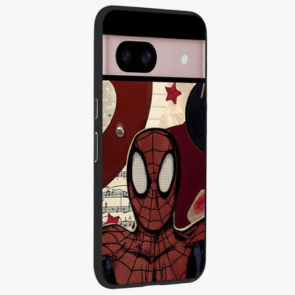 Web Warrior Vibes Glass Case upright view showcasing energetic superhero artwork with bold action theme.