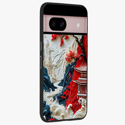 Whispers Of Sakura Waves Glass Case upright view showcasing delicate cherry blossom artwork with elegant nature theme.
