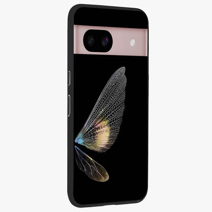 Whispers Of Wings Glass Case upright view showcasing elegant wing artwork with light airy theme.
