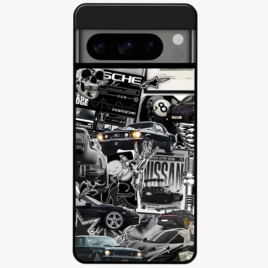 Aesthetic Dark Love Glass Case showing flat back view with dark romantic artwork and glossy glass finish.
