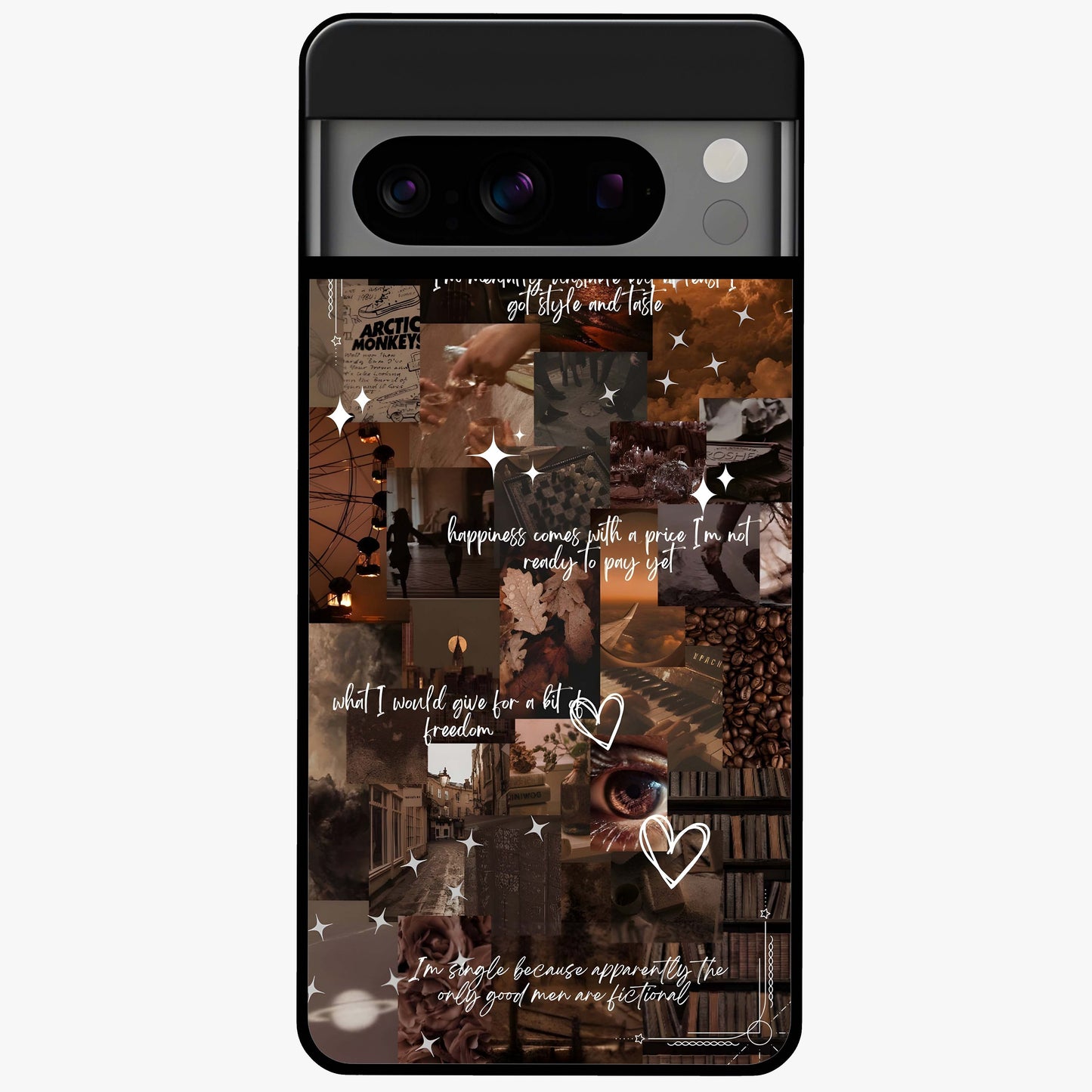 Bittersweet Aesthetic Chaos Glass Case showing flat back view with artistic chaotic aesthetic design and glossy glass finish.