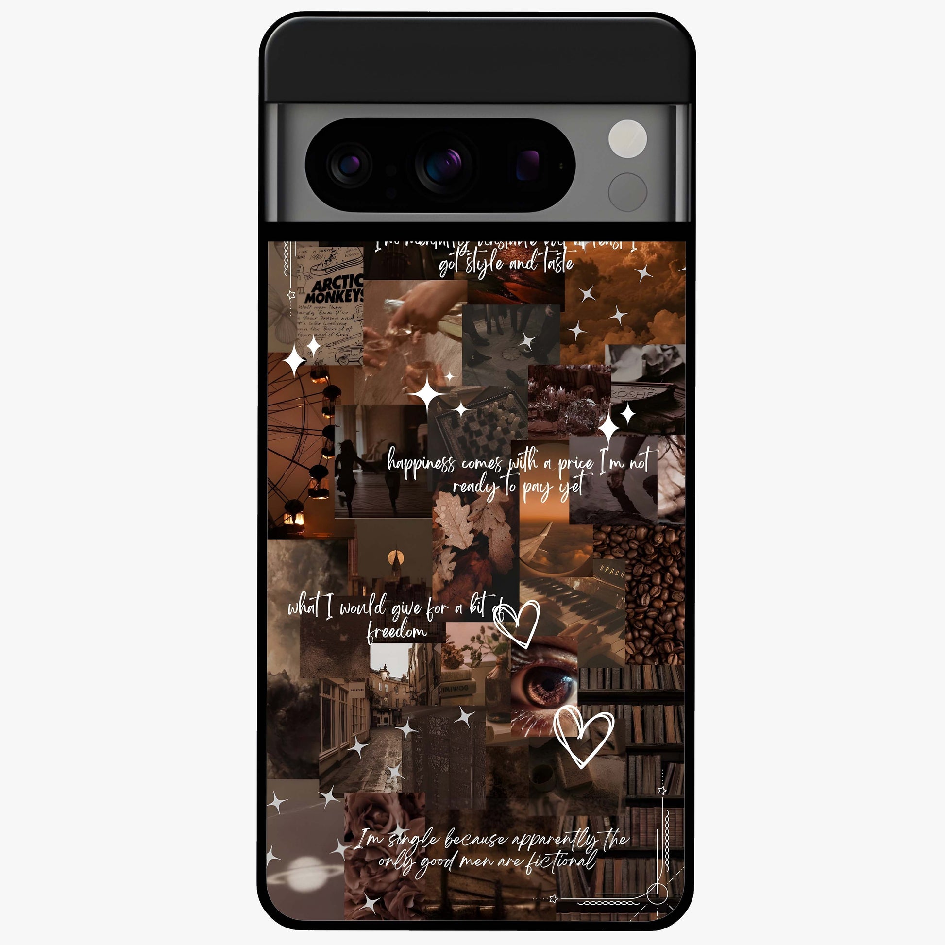 Bittersweet Aesthetic Chaos Glass Case showing flat back view with artistic chaotic aesthetic design and glossy glass finish.
