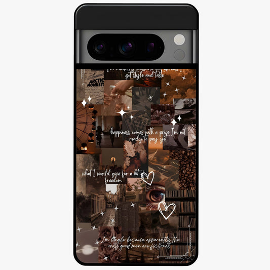 Bittersweet Aesthetic Chaos Glass Case showing flat back view with artistic chaotic aesthetic design and glossy glass finish.