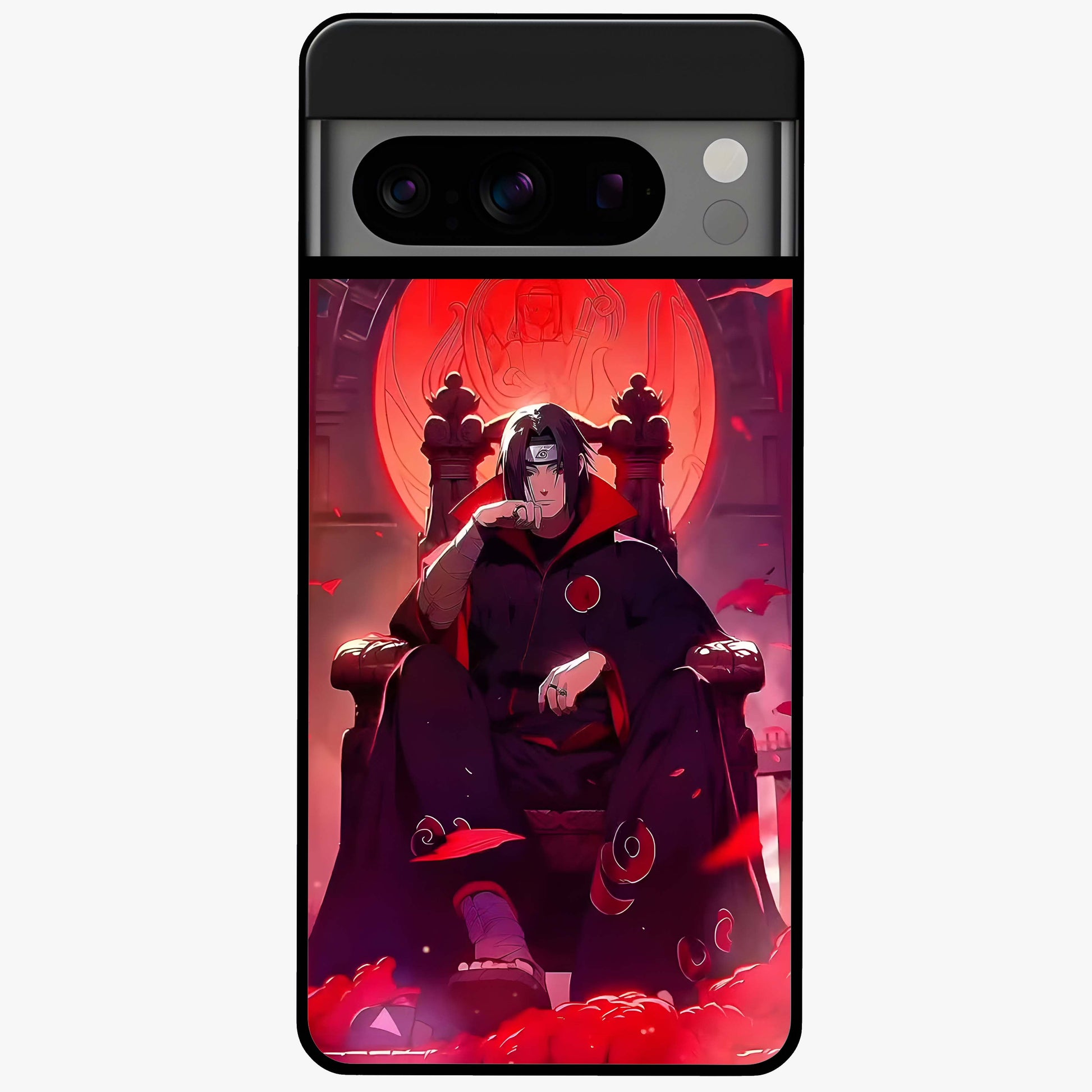 Blood Moon Sovereign Glass Case showing flat back view with mystical blood moon artwork and glossy glass finish.