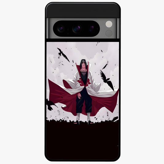 Crimson Crow Ascension Glass Case showing flat back view with mystical crow artwork and glossy glass finish.