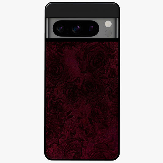Crimson Fade Flow Glass Case showing flat back view with flowing crimson gradient artwork and glossy glass finish.