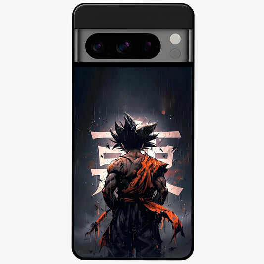 Dark Warrior In Rain Glass Case showing flat back view with warrior artwork in rainy atmosphere and glossy glass finish.