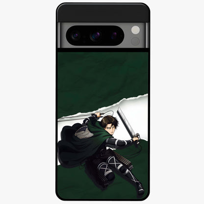 Emerald War Vanguard Glass Case showing flat back view with powerful warrior themed artwork and glossy glass finish.