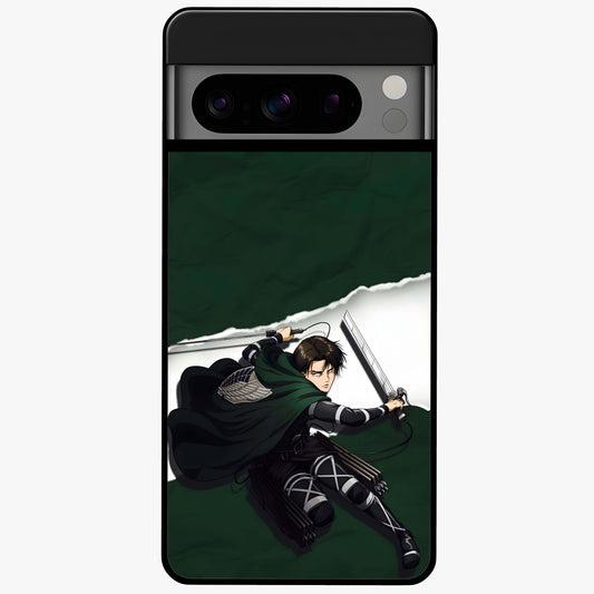 Emerald War Vanguard Glass Case showing flat back view with powerful warrior themed artwork and glossy glass finish.