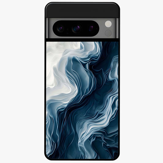 Ethereal Paper Marble Glass Case showing flat back view with soft marble paper texture artwork and glossy glass finish.