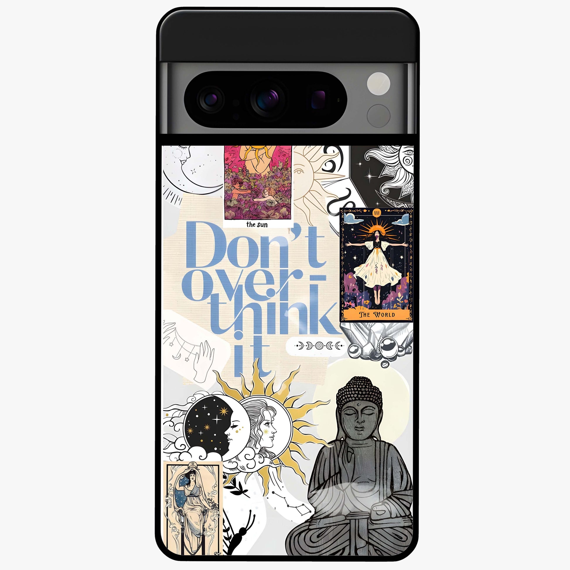 Ethereal Thoughts Glass Case showing flat back view with dreamy artistic artwork and glossy glass finish.