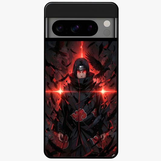 Focused Blade Discipline Glass Case showing flat back view with warrior sword themed artwork and glossy glass finish.
