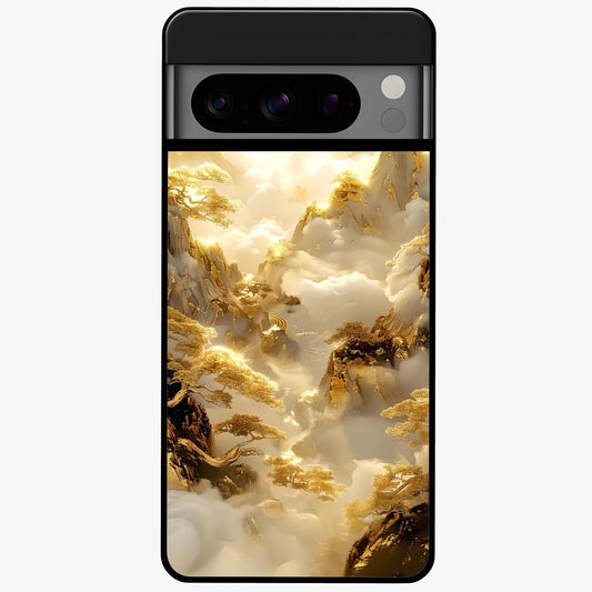 Gates Of Illumination Glass Case showing flat back view with mystical illuminated gate artwork and glossy glass finish.
