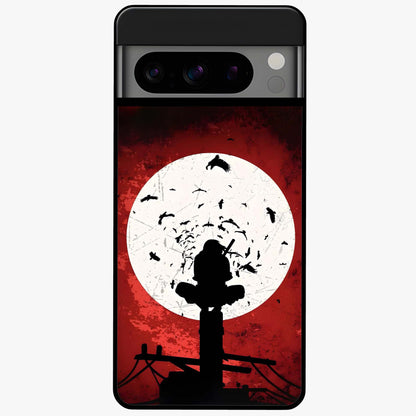 Itachi Limited Edition Naruto Anime Glass Case showing flat back view with iconic anime character artwork and glossy glass finish.