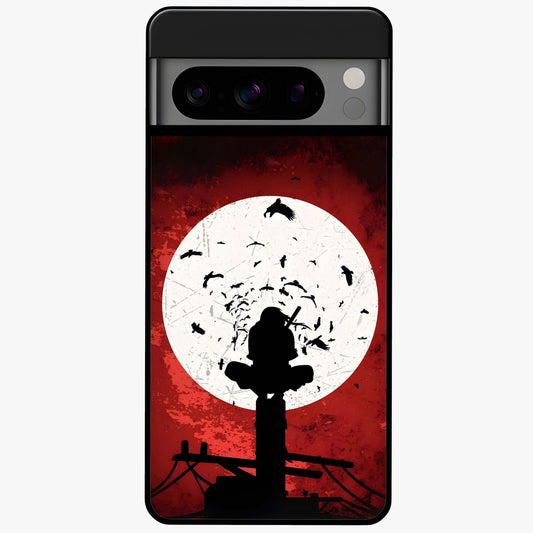 Itachi Limited Edition Naruto Anime Glass Case showing flat back view with iconic anime character artwork and glossy glass finish.