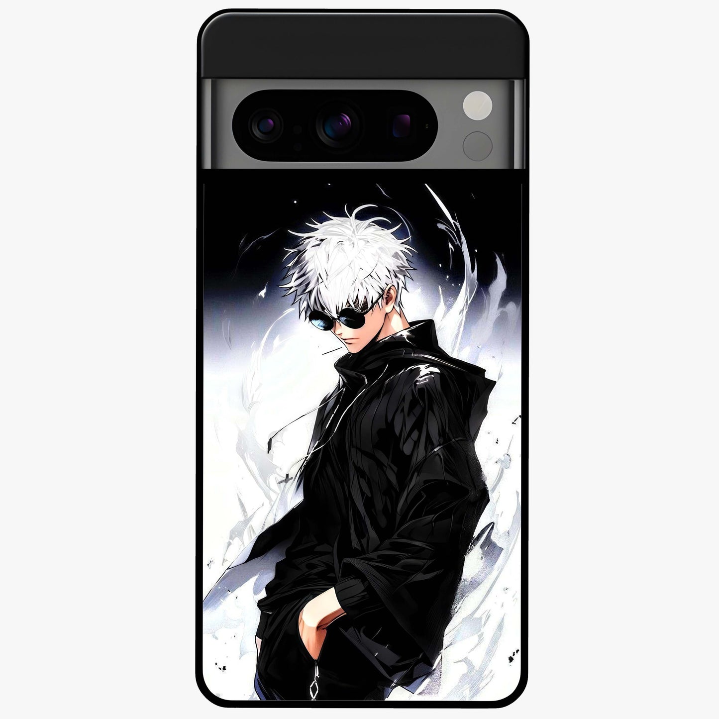 Limitless Shadow King Glass Case showing flat back view with powerful shadow warrior artwork and glossy glass finish.