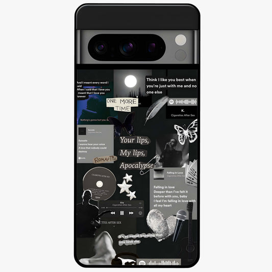Midnight Love Echo Glass Case showing flat back view with romantic midnight themed artwork and glossy glass finish.